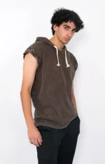 Oversize hoodie sleevless heavy jersy Brown 2