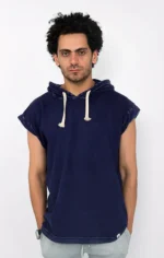 Oversized Hoodie Sleeveless heavy jersy Indigo 1