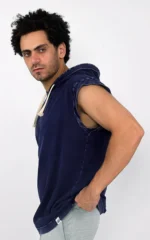 Oversized Hoodie Sleeveless heavy jersy Indigo 2
