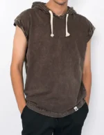 Oversize hoodie sleevless heavy jersy Brown 1