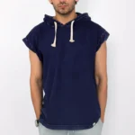Oversized Hoodie Sleeveless heavy jersy Indigo 3